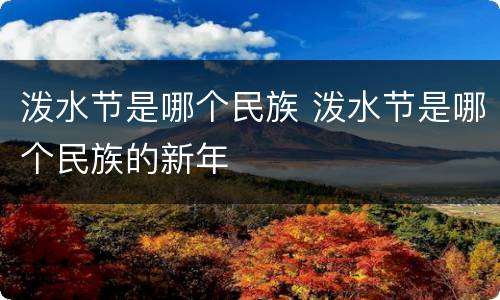 泼水节是哪个民族 泼水节是哪个民族的新年