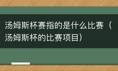 汤姆斯杯赛指的是什么比赛（汤姆斯杯的比赛项目）