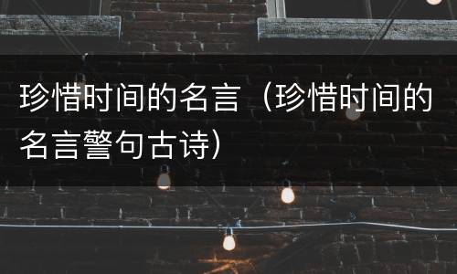 珍惜时间的名言（珍惜时间的名言警句古诗）