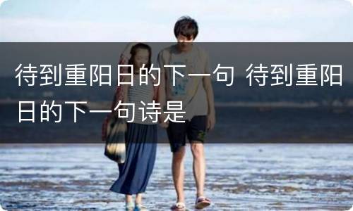 待到重阳日的下一句 待到重阳日的下一句诗是