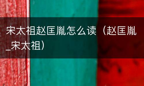 宋太祖赵匡胤怎么读（赵匡胤_宋太祖）
