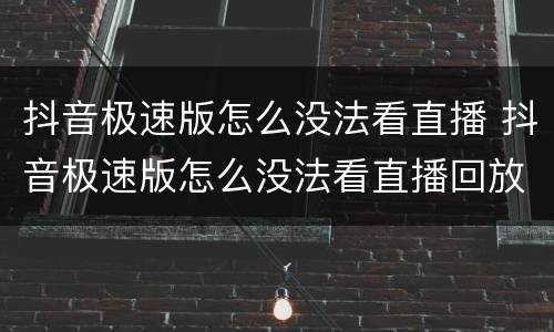 抖音极速版怎么没法看直播 抖音极速版怎么没法看直播回放