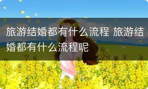 旅游结婚都有什么流程 旅游结婚都有什么流程呢