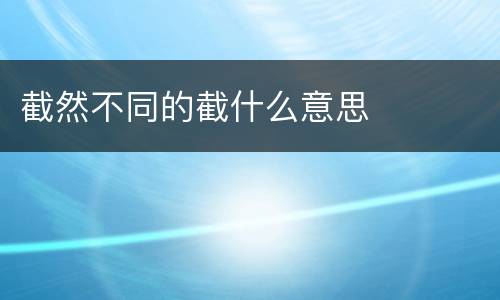 截然不同的截什么意思