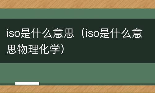 iso是什么意思（iso是什么意思物理化学）