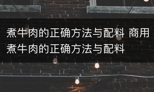 煮牛肉的正确方法与配料 商用煮牛肉的正确方法与配料