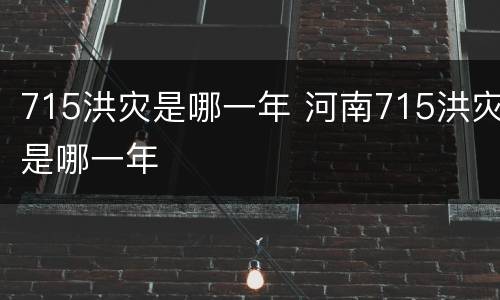 715洪灾是哪一年 河南715洪灾是哪一年