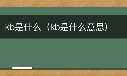 kb是什么（kb是什么意思）