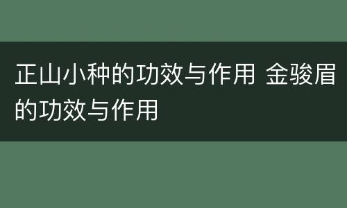 正山小种的功效与作用 金骏眉的功效与作用
