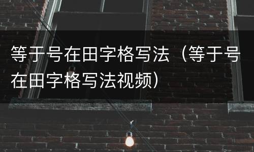 等于号在田字格写法（等于号在田字格写法视频）