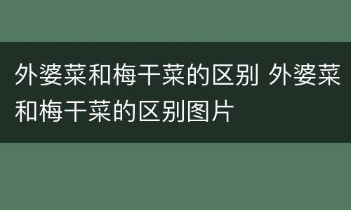 外婆菜和梅干菜的区别 外婆菜和梅干菜的区别图片
