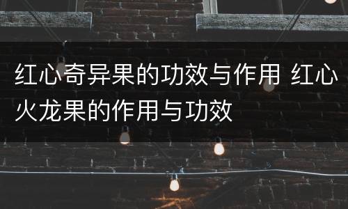 红心奇异果的功效与作用 红心火龙果的作用与功效