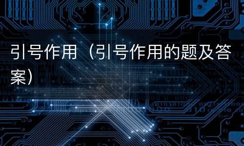 引号作用（引号作用的题及答案）