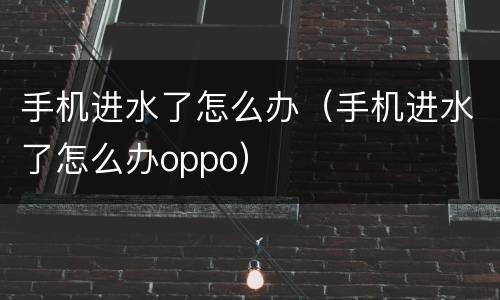 手机进水了怎么办（手机进水了怎么办oppo）