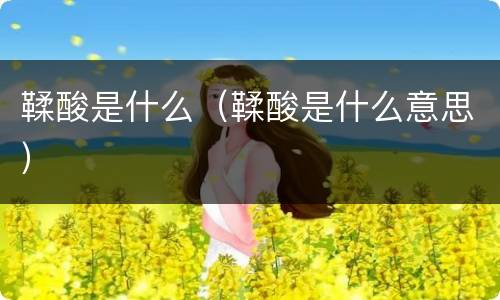 鞣酸是什么（鞣酸是什么意思）