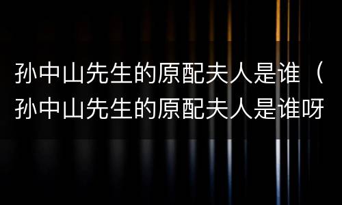 孙中山先生的原配夫人是谁（孙中山先生的原配夫人是谁呀）