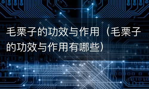 毛栗子的功效与作用（毛栗子的功效与作用有哪些）