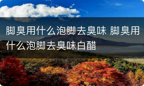 脚臭用什么泡脚去臭味 脚臭用什么泡脚去臭味白醋