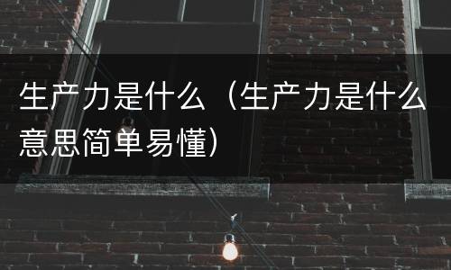 生产力是什么（生产力是什么意思简单易懂）