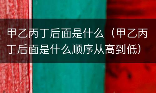 甲乙丙丁后面是什么（甲乙丙丁后面是什么顺序从高到低）