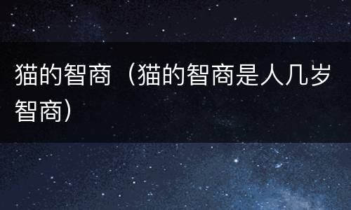 猫的智商（猫的智商是人几岁智商）