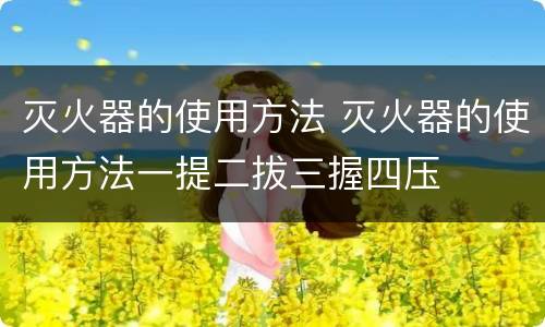 灭火器的使用方法 灭火器的使用方法一提二拔三握四压