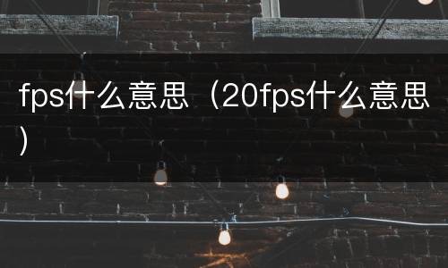 fps什么意思（20fps什么意思）