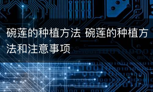 碗莲的种植方法 碗莲的种植方法和注意事项