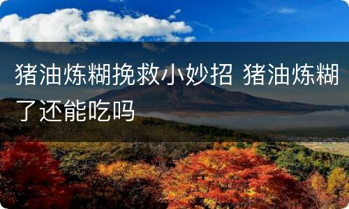 猪油炼糊挽救小妙招 猪油炼糊了还能吃吗