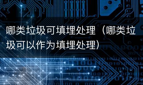 哪类垃圾可填埋处理（哪类垃圾可以作为填埋处理）