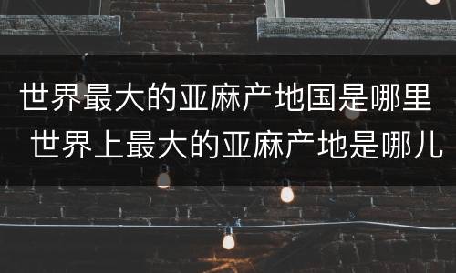 世界最大的亚麻产地国是哪里 世界上最大的亚麻产地是哪儿?