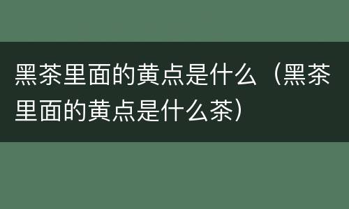 黑茶里面的黄点是什么（黑茶里面的黄点是什么茶）