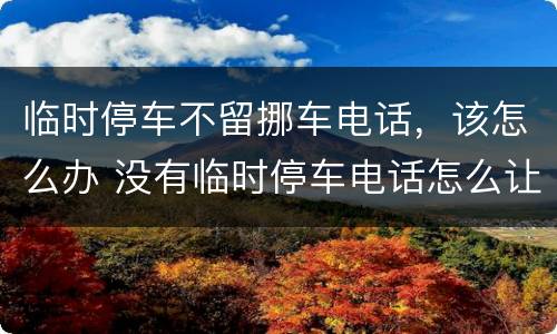 临时停车不留挪车电话，该怎么办 没有临时停车电话怎么让他挪车?