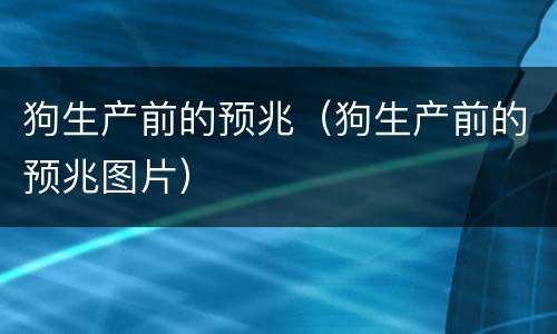 狗生产前的预兆（狗生产前的预兆图片）
