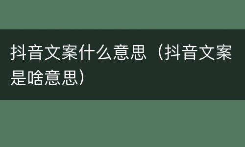 抖音文案什么意思（抖音文案是啥意思）