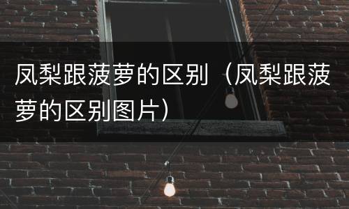 凤梨跟菠萝的区别（凤梨跟菠萝的区别图片）