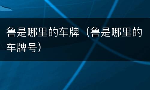 鲁是哪里的车牌（鲁是哪里的车牌号）