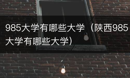 985大学有哪些大学（陕西985大学有哪些大学）