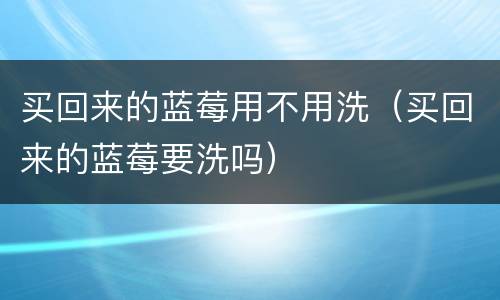 买回来的蓝莓用不用洗（买回来的蓝莓要洗吗）