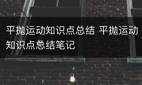 平抛运动知识点总结 平抛运动知识点总结笔记