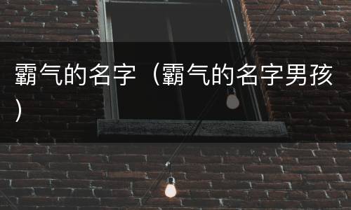 霸气的名字（霸气的名字男孩）