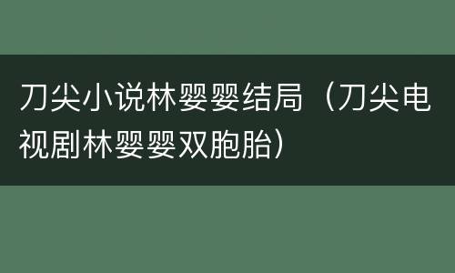 刀尖小说林婴婴结局（刀尖电视剧林婴婴双胞胎）