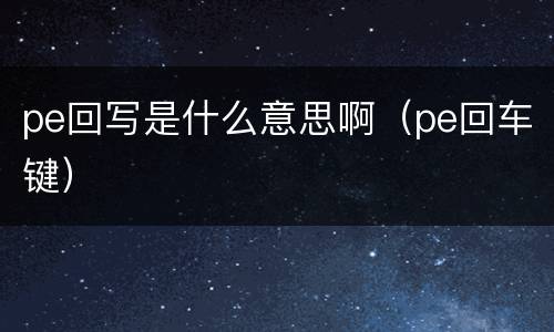 pe回写是什么意思啊（pe回车键）
