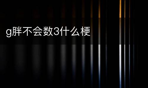 g胖不会数3什么梗