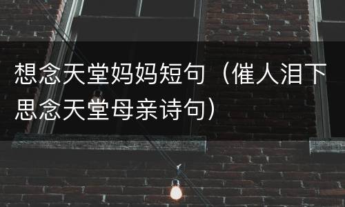 想念天堂妈妈短句（催人泪下思念天堂母亲诗句）