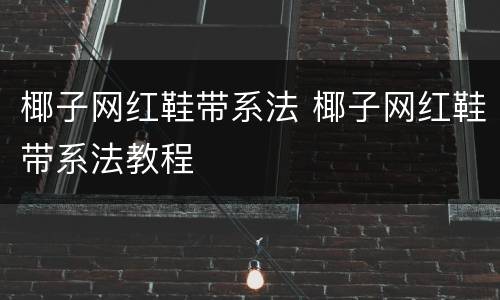椰子网红鞋带系法 椰子网红鞋带系法教程