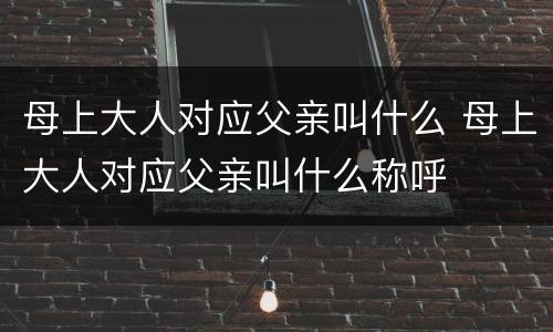 母上大人对应父亲叫什么 母上大人对应父亲叫什么称呼