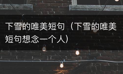 下雪的唯美短句（下雪的唯美短句想念一个人）