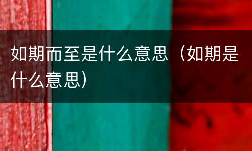 如期而至是什么意思（如期是什么意思）