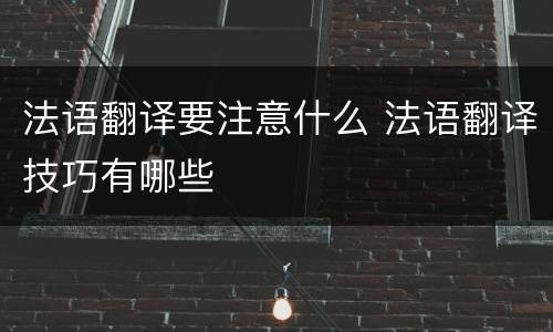 法语翻译要注意什么 法语翻译技巧有哪些